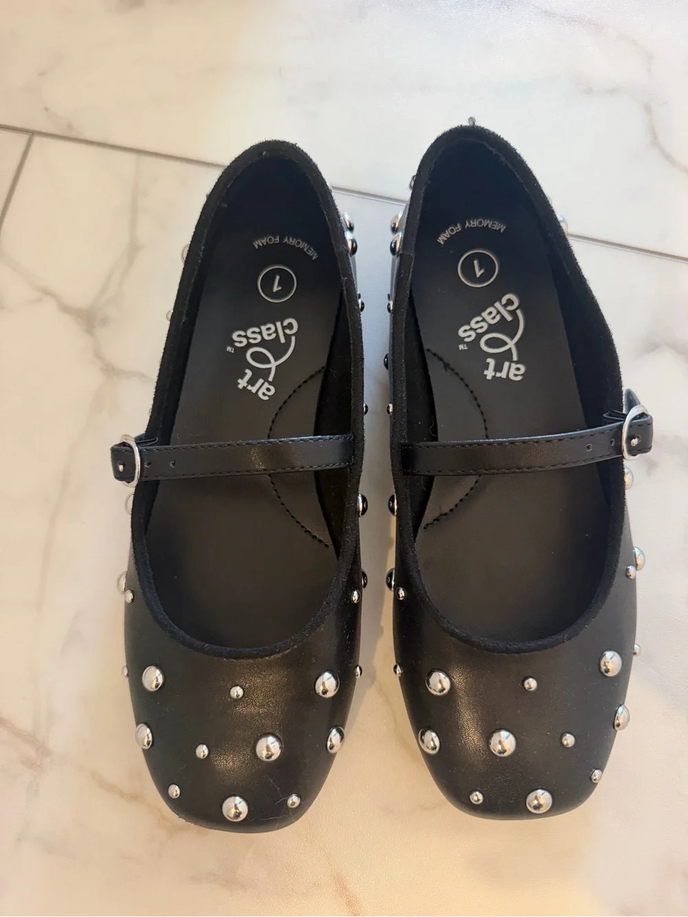 art class Black Studded Mary Jane Shoes for Kids